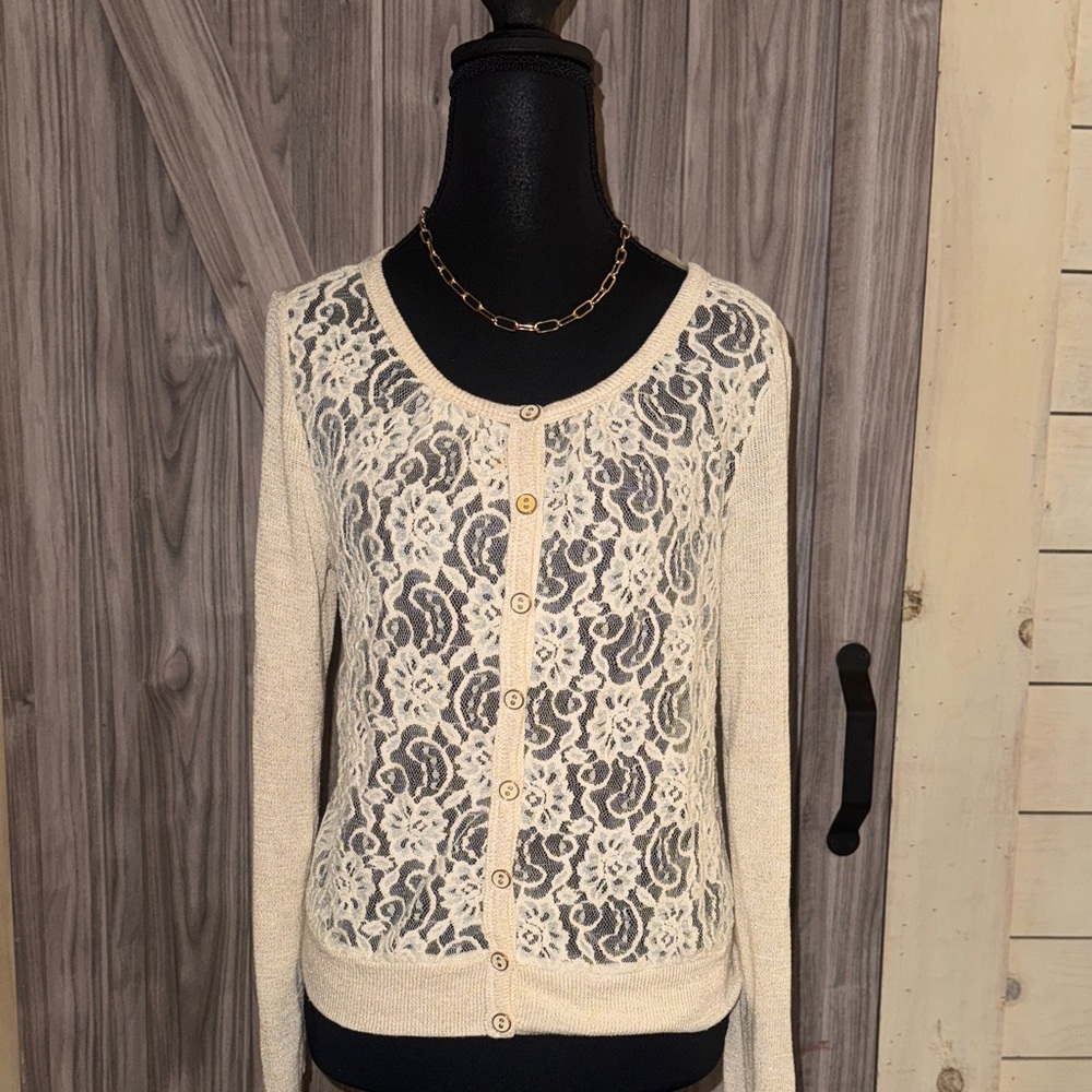 TeenBell Cream Lace Women's Cardigan